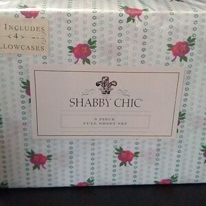 Shabby Chic Rachel Ashwell Full Sheet Set 6pc White Floral
